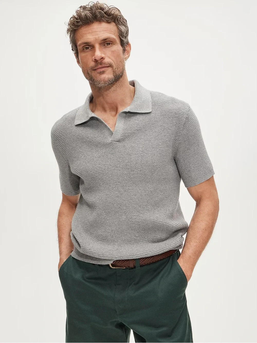 J.Crew Men’s XXL Cotton Waffle Knit Johnny Collar Sweater Polo New